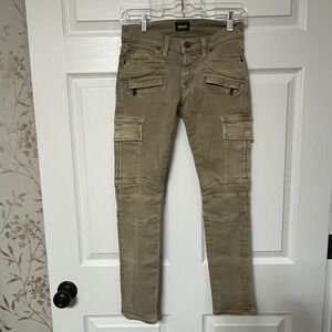 HUDSON Cargo Pants Khaki‎ Tan Zipper Pockets Moto Style Womens Size 23